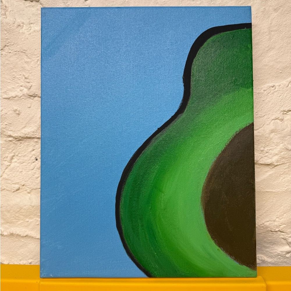 Abstract avocado Green and Blue Canvas Art